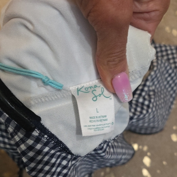 Kona Sol Black and White Gingham One Piece Swimsuit - Picture 4 of 5